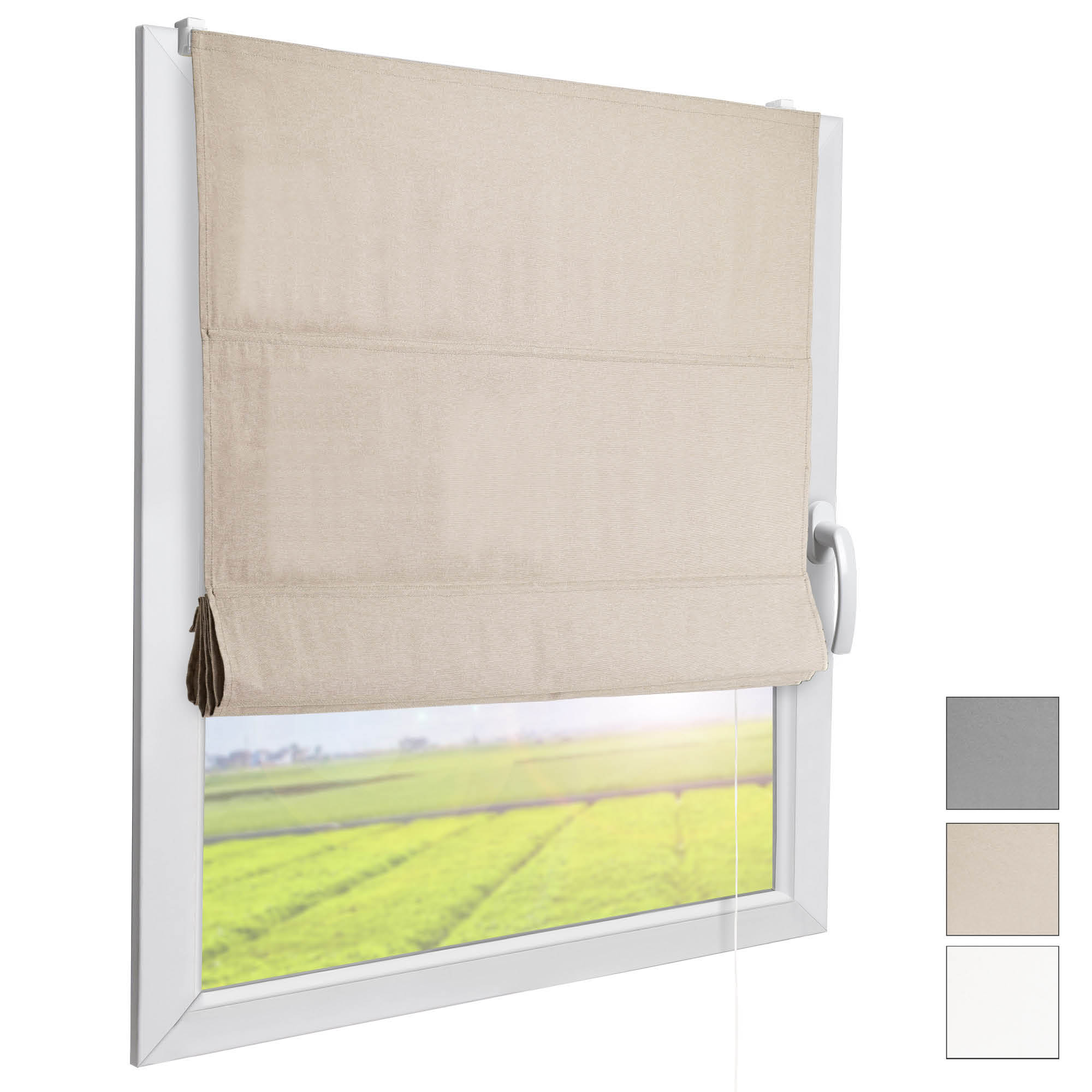 Raffrollo ohne Bohren Vorhang Raffgardine Fensterrollo Klemmfix Rollo